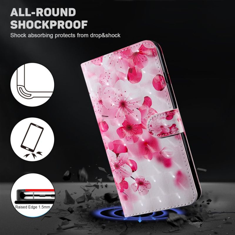 Kožené Puzdro iPhone 15 Pro Remienok Kvety