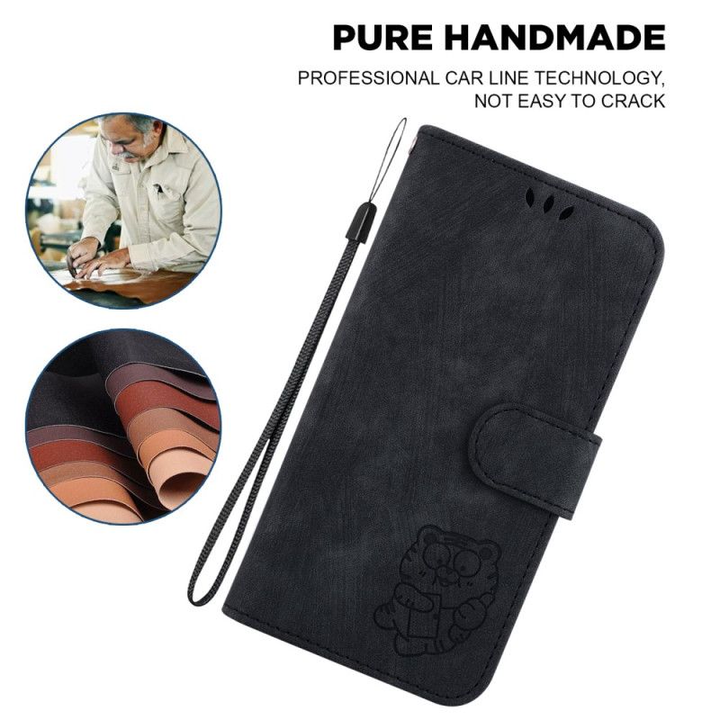 Kožené Puzdro iPhone 15 Pro Roztomilý Tiger