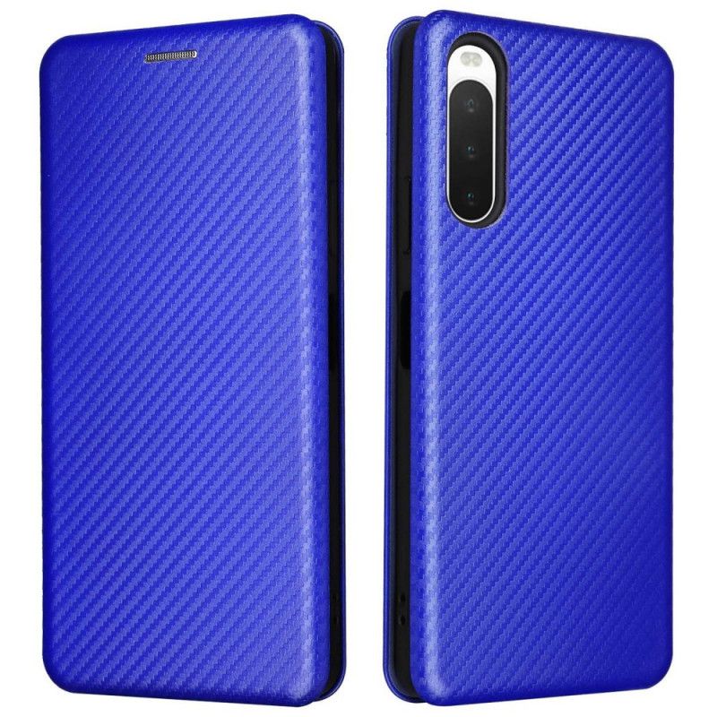Flipové Puzdro Sony Xperia 10 IV Kožené Puzdro Textúra Uhlíkových Vlákien