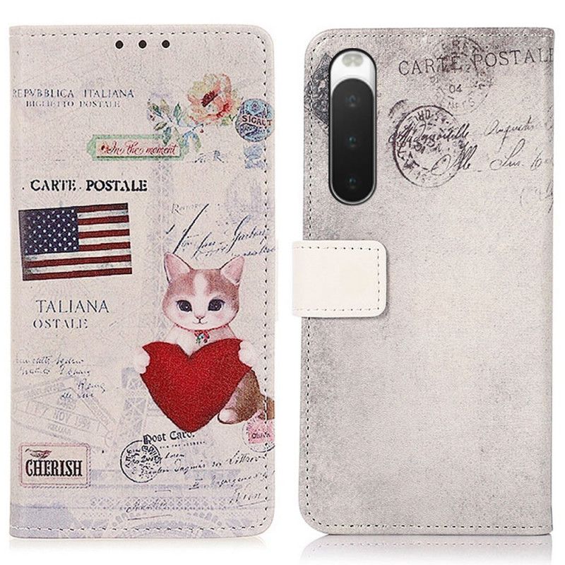 Kožené Puzdro Sony Xperia 10 IV Cestovateľ Cat
