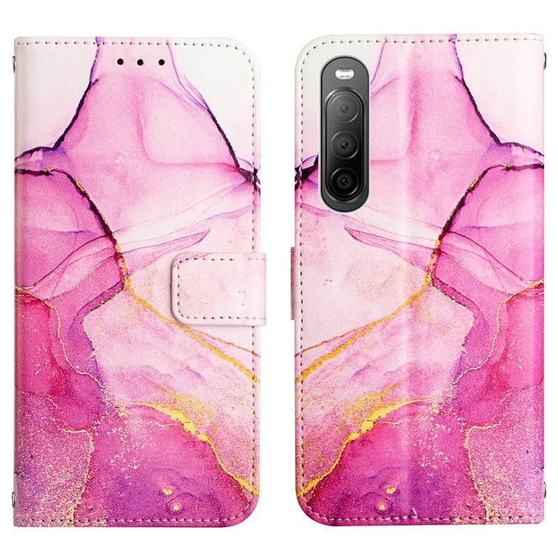 Kožené Puzdro Sony Xperia 10 IV Mramor So Šnúrkou