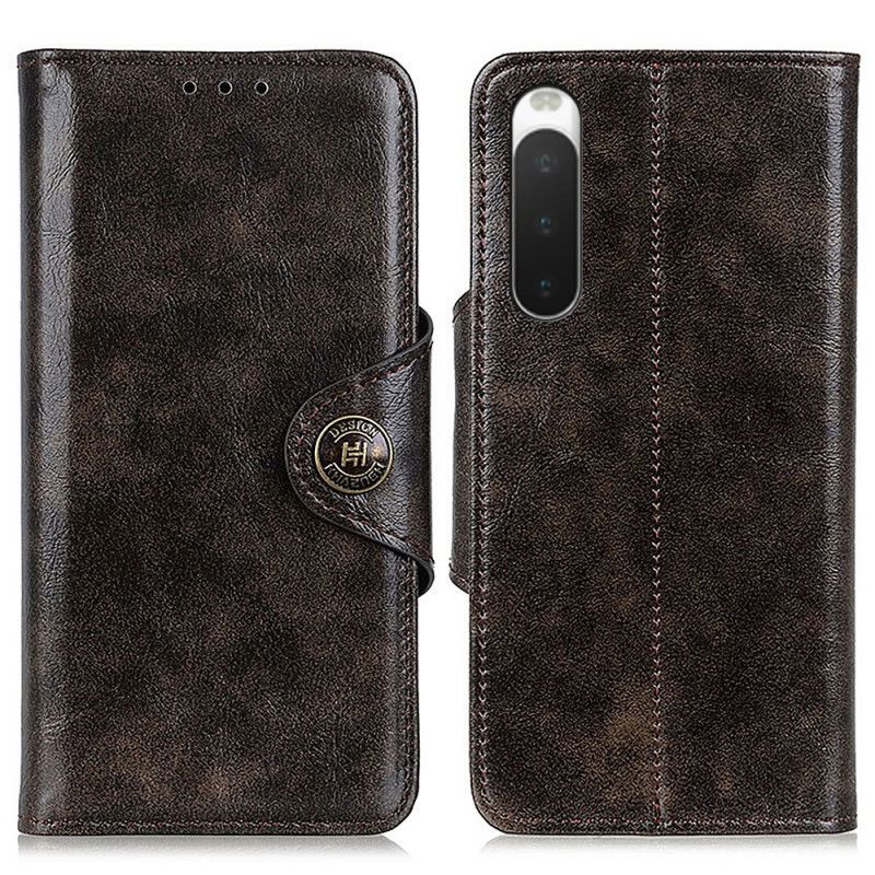 Kožené Puzdro Sony Xperia 10 IV Zapínacie Tlačidlo