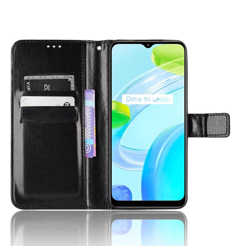 Kožené Puzdro Realme C30 Umelá Voskovaná Koža S Remienkom