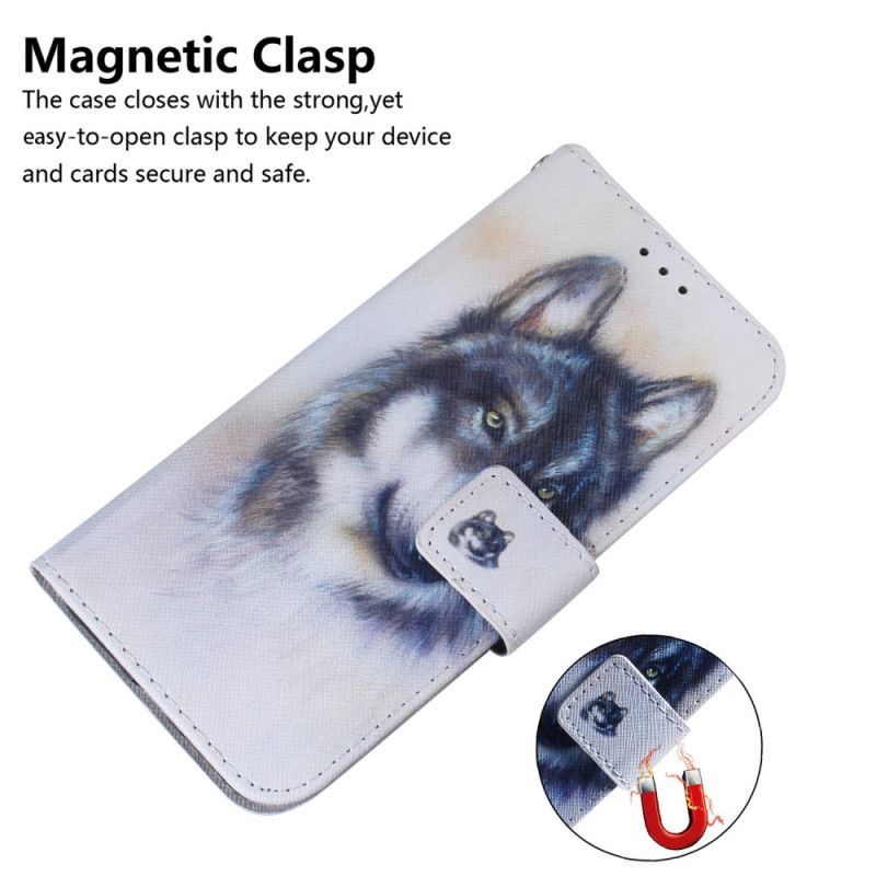 Kožené Puzdro Xiaomi Redmi 10C Akvarel Vlk