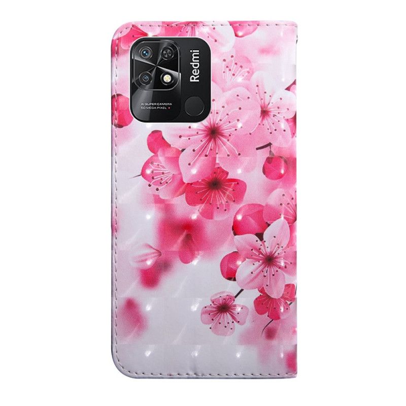 Kožené Puzdro Xiaomi Redmi 10C Popruhové Kvety