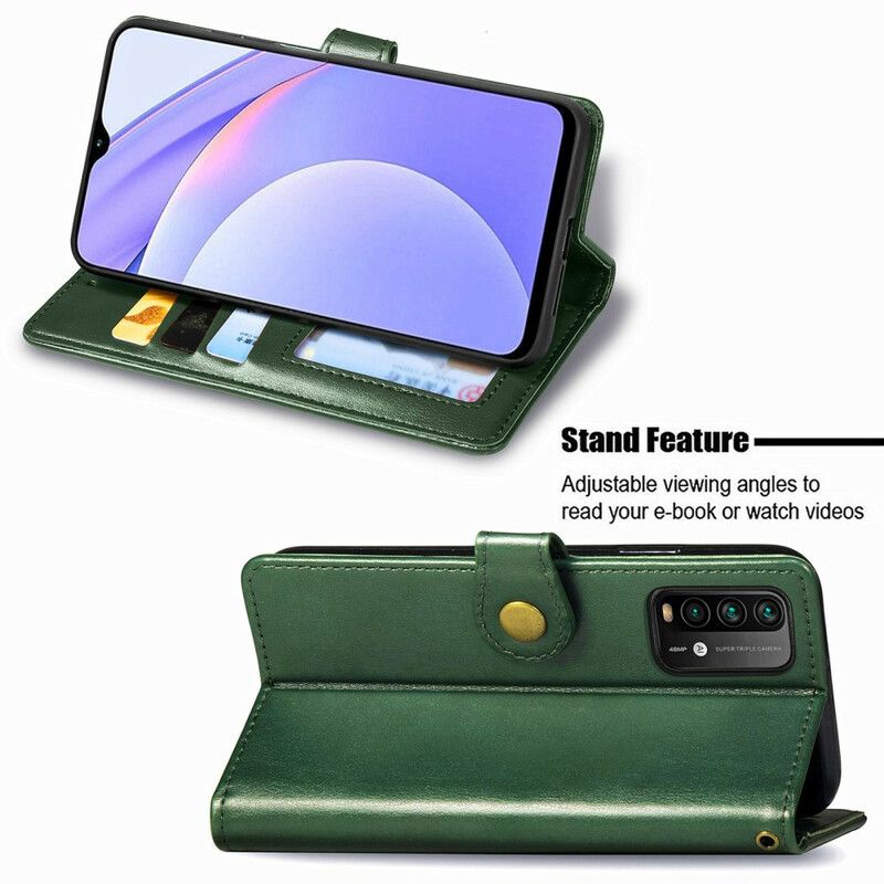 Kožené Puzdro Xiaomi Redmi 9T Umelá Koža A Vintage Spona