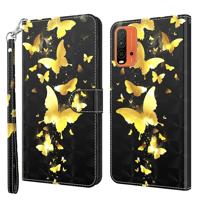 Kožené Puzdro Xiaomi Redmi 9T Žlté Motýle