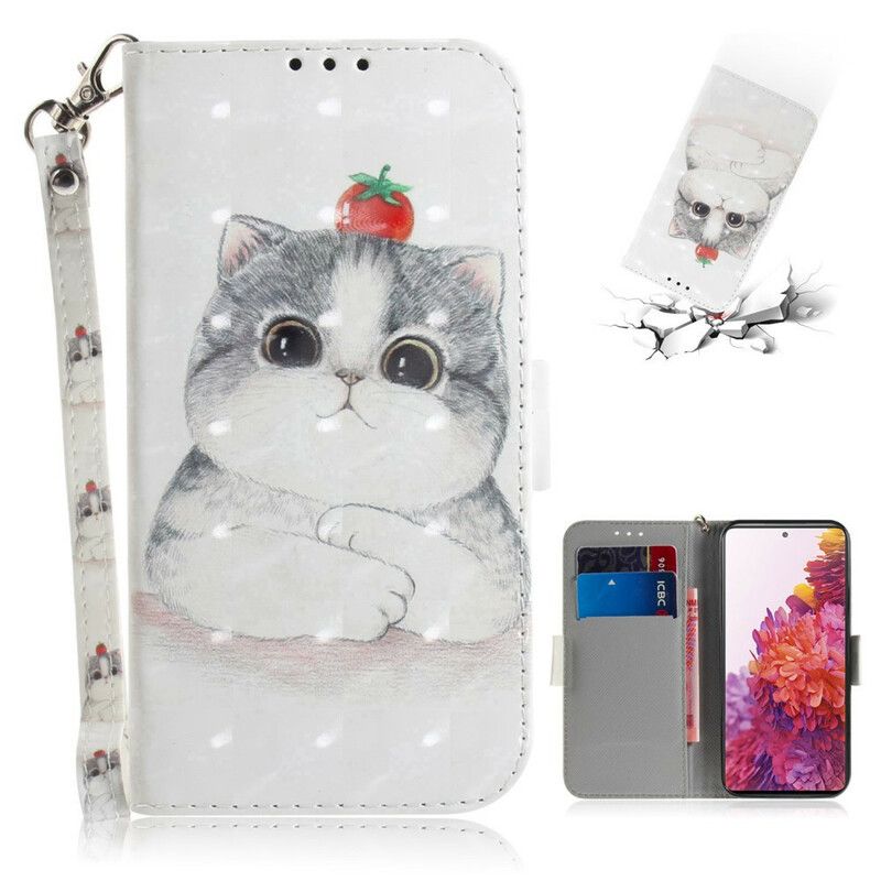 Kožené Puzdro Samsung Galaxy S20 FE Paradajka Na Mačku S Popruhom