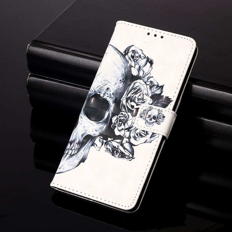 Peňaženkový Kryt Samsung Galaxy S20 FE Kvetinová Lebka