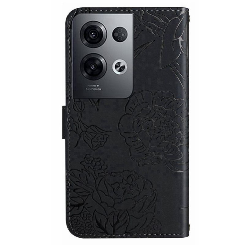 Flipové Puzdro Oppo Reno 8 Pro Motýle So Šnúrkou
