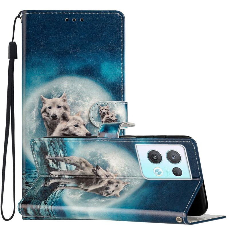 Kožené Puzdro Oppo Reno 8 Pro Lanyard Wolf