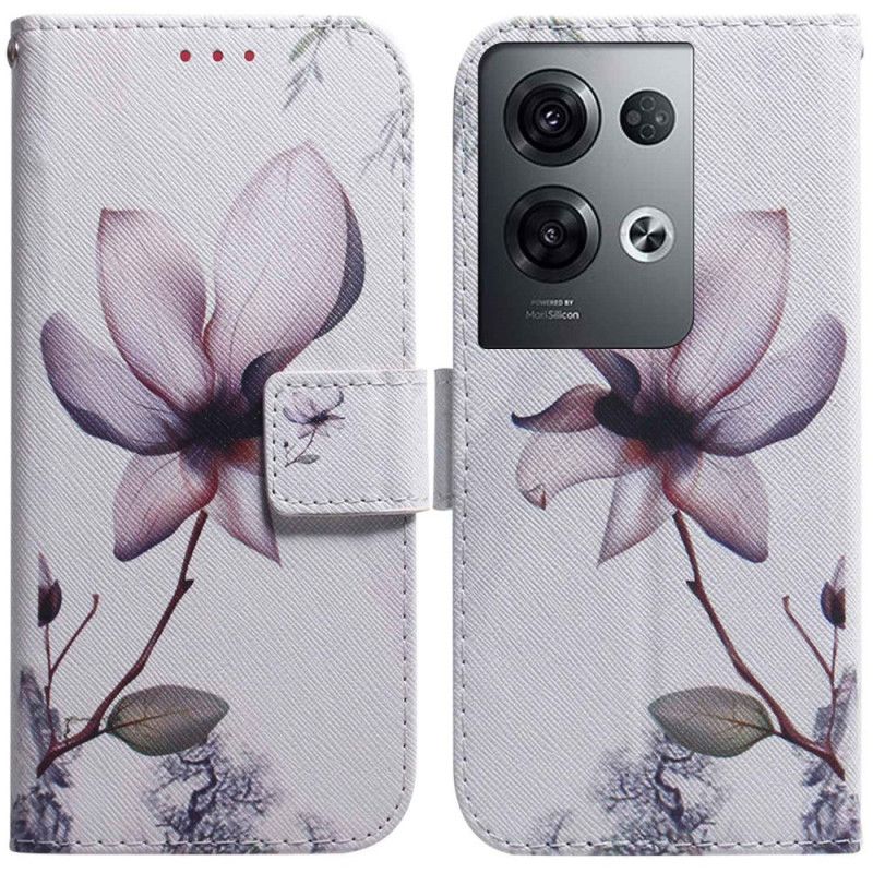 Kožené Puzdro Oppo Reno 8 Pro Popruhový Vintage Kvet