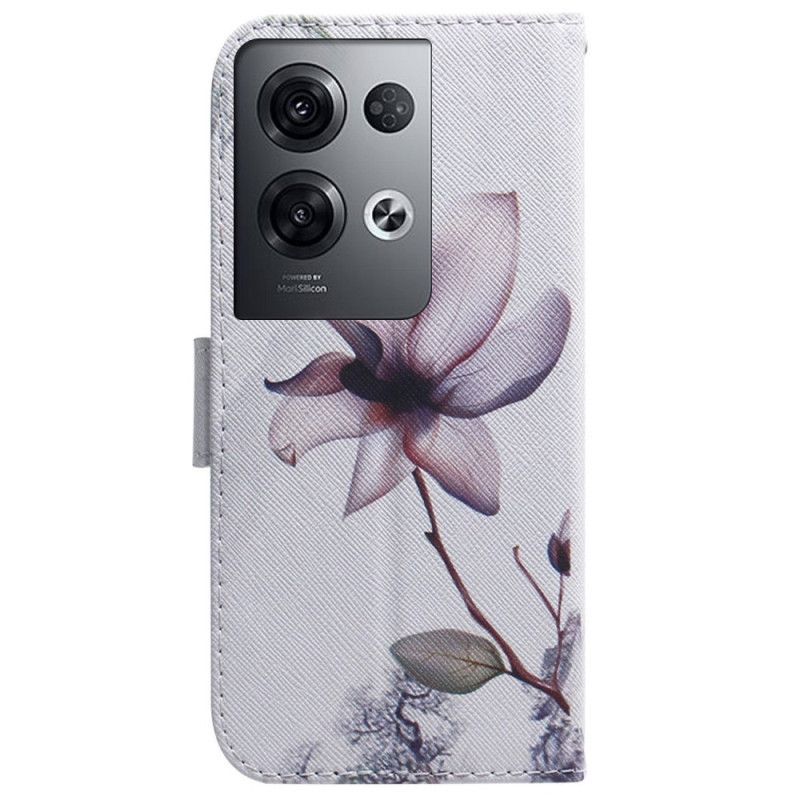 Kožené Puzdro Oppo Reno 8 Pro Popruhový Vintage Kvet