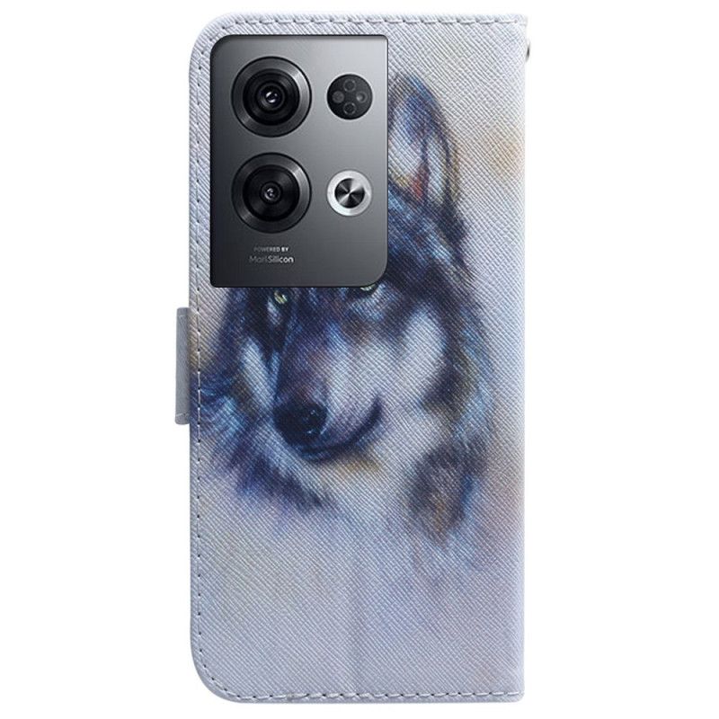 Kožené Puzdro Oppo Reno 8 Pro Strappy Akvarelový Pes