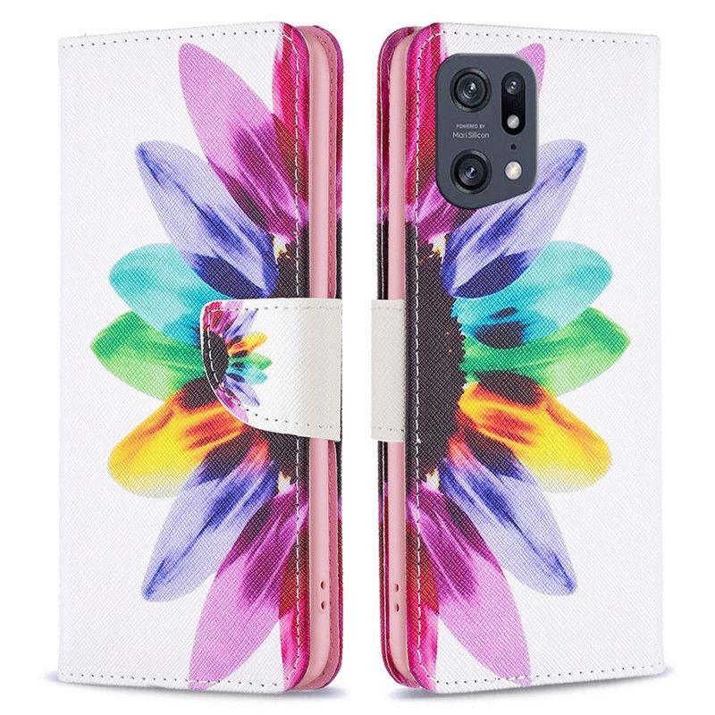 Flipové Puzdro Oppo Find X5 Pro Akvarelový Kvet
