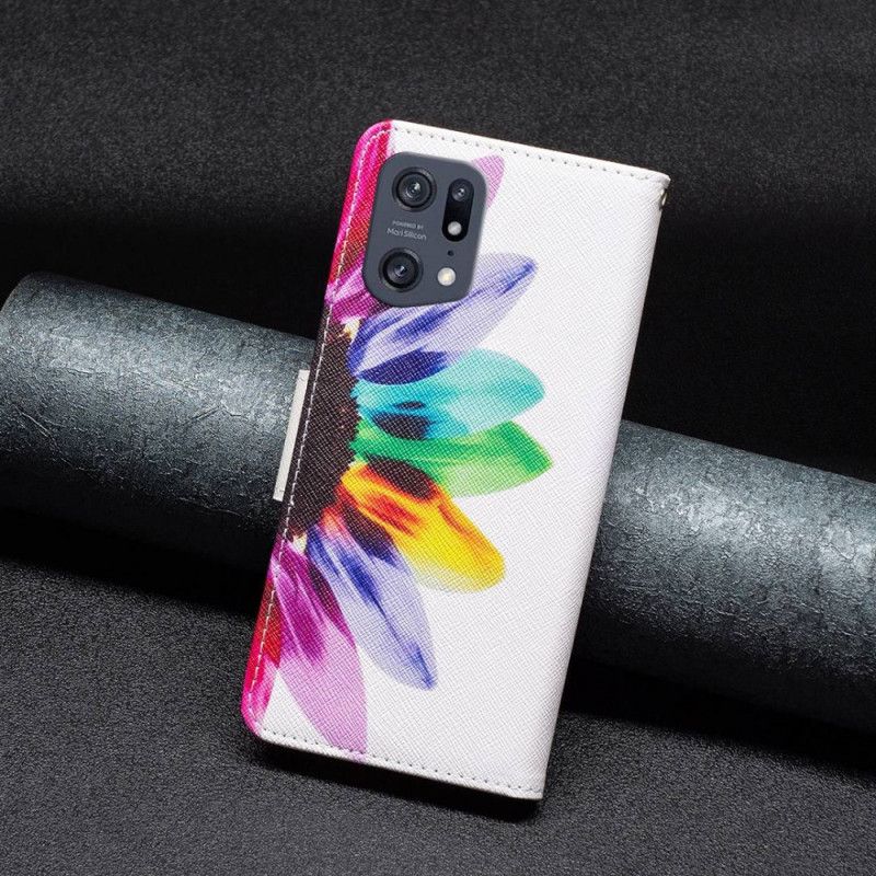 Flipové Puzdro Oppo Find X5 Pro Akvarelový Kvet