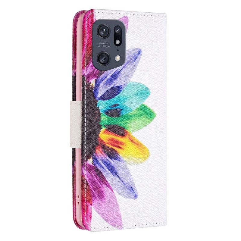 Flipové Puzdro Oppo Find X5 Pro Akvarelový Kvet