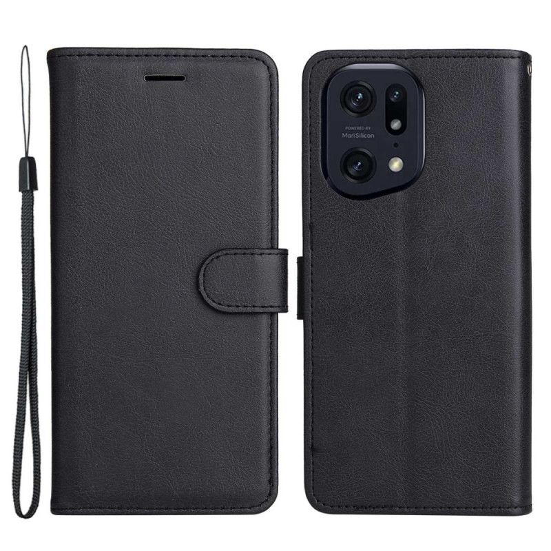 Flipové Puzdro Oppo Find X5 Pro Obyčajné S Popruhom