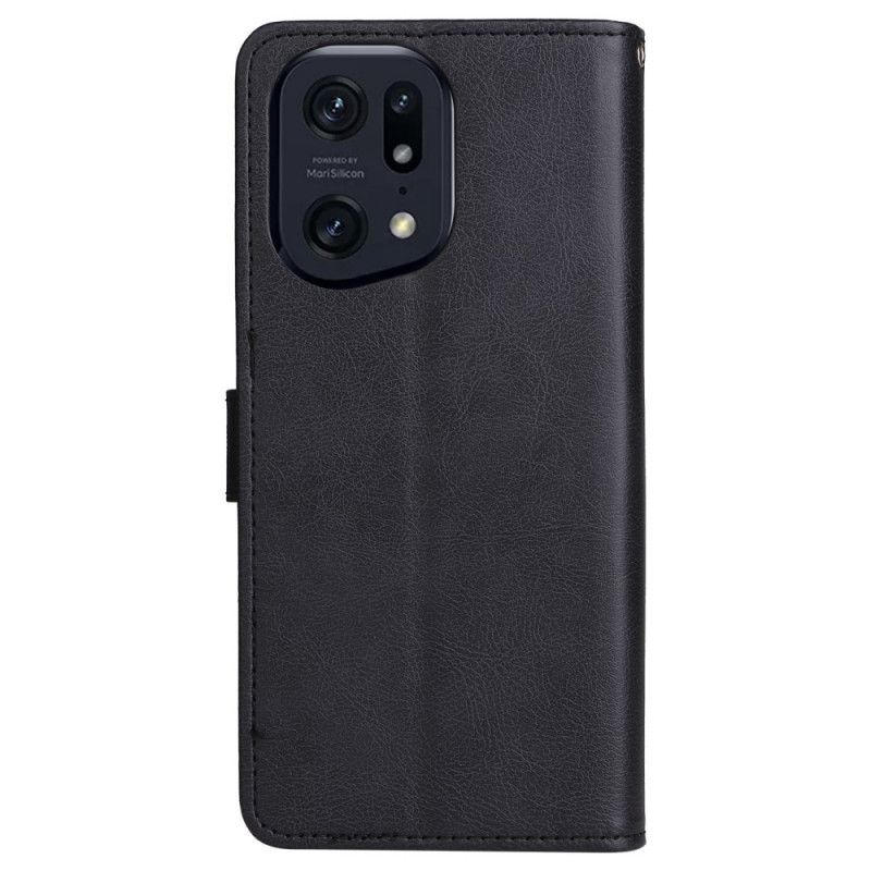 Flipové Puzdro Oppo Find X5 Pro Obyčajné S Popruhom