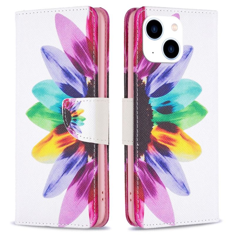 Kožené Puzdro iPhone 15 Akvarelový Kvet