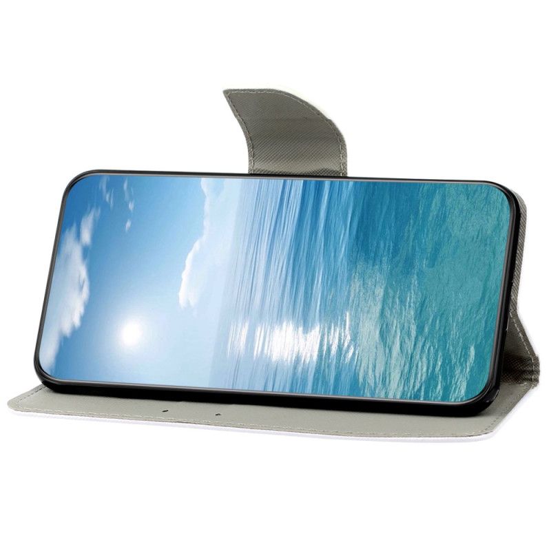 Kožené Puzdro iPhone 15 Čarovné Motýle So Šnúrkou
