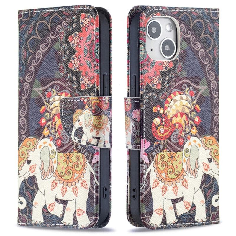 Kožené Puzdro iPhone 15 Kmeňový Slon