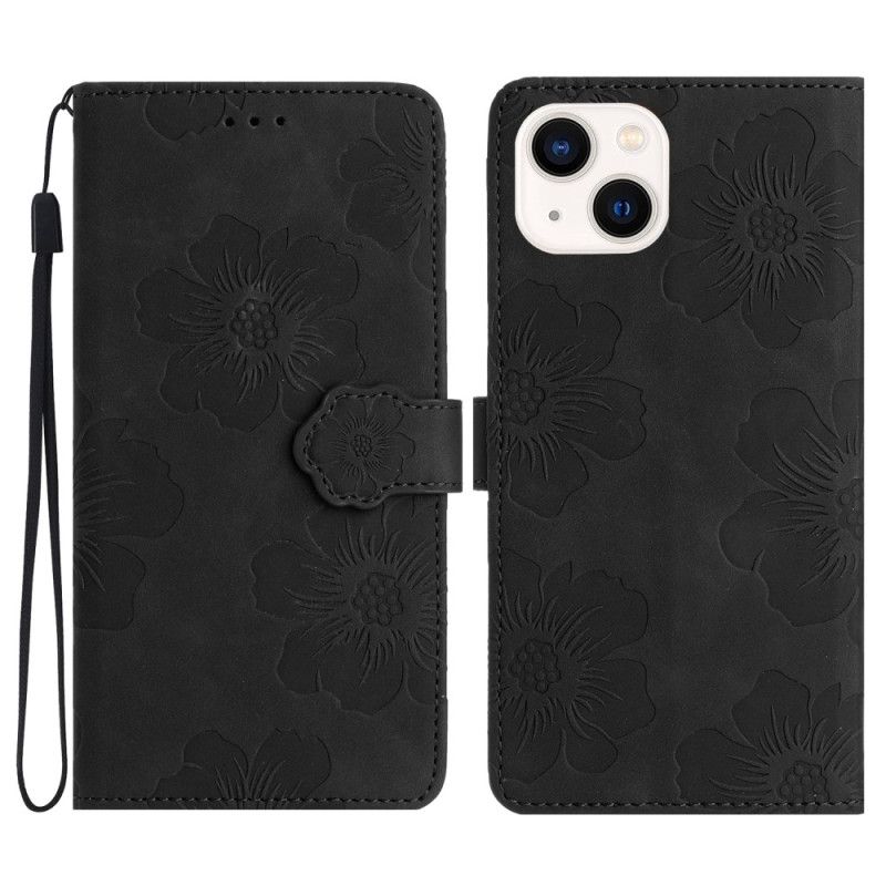 Kožené Puzdro iPhone 15 Kvetinová Potlač