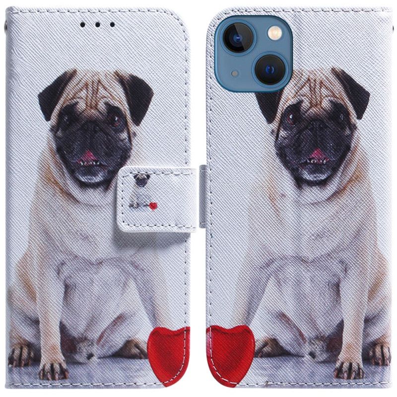 Kožené Puzdro iPhone 15 Mops Pes