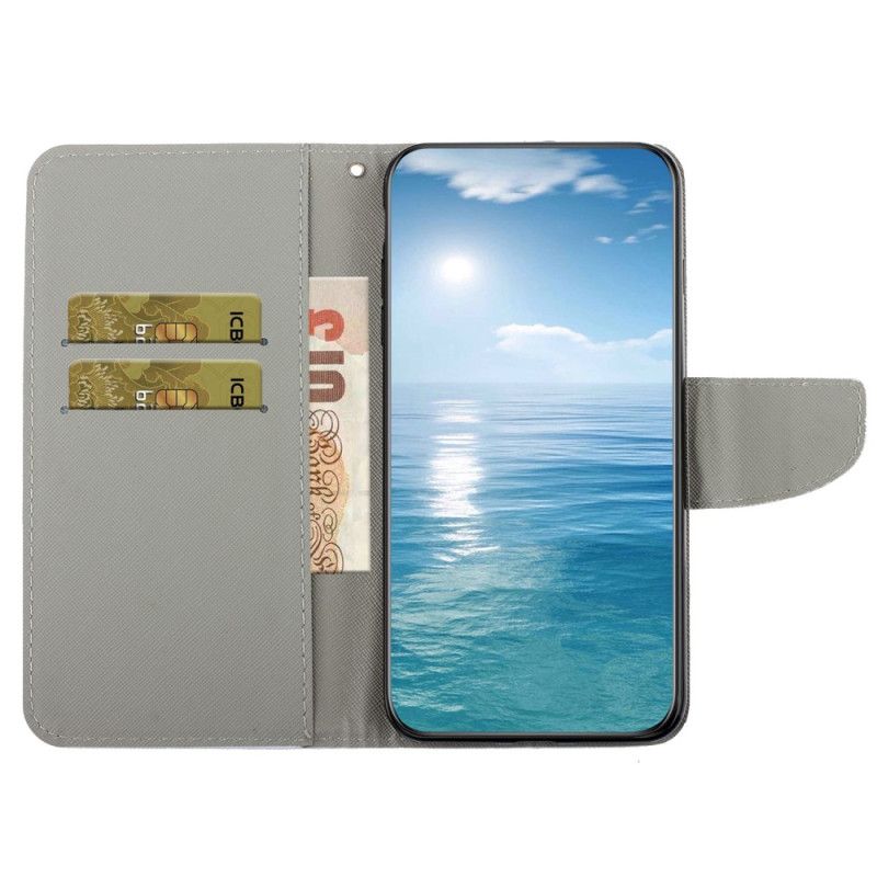 Kožené Puzdro iPhone 15 Pekný Námornícky Top S Popruhom