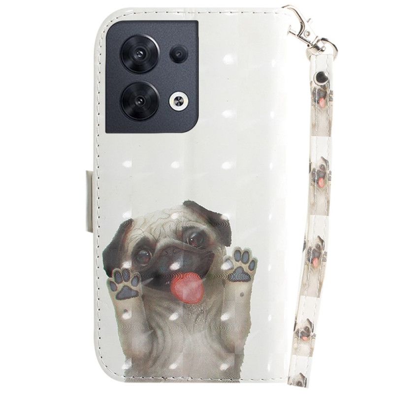 Kožené Puzdro Oppo Reno 8 Mops So Šnúrkou