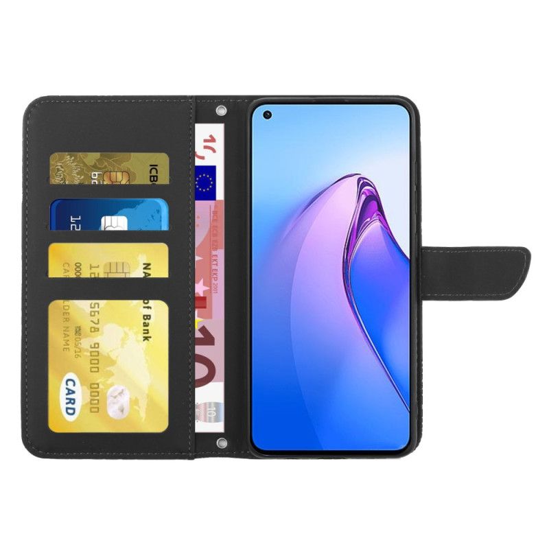 Kožené Puzdro Oppo Reno 8 Motýle A Ramenný Popruh