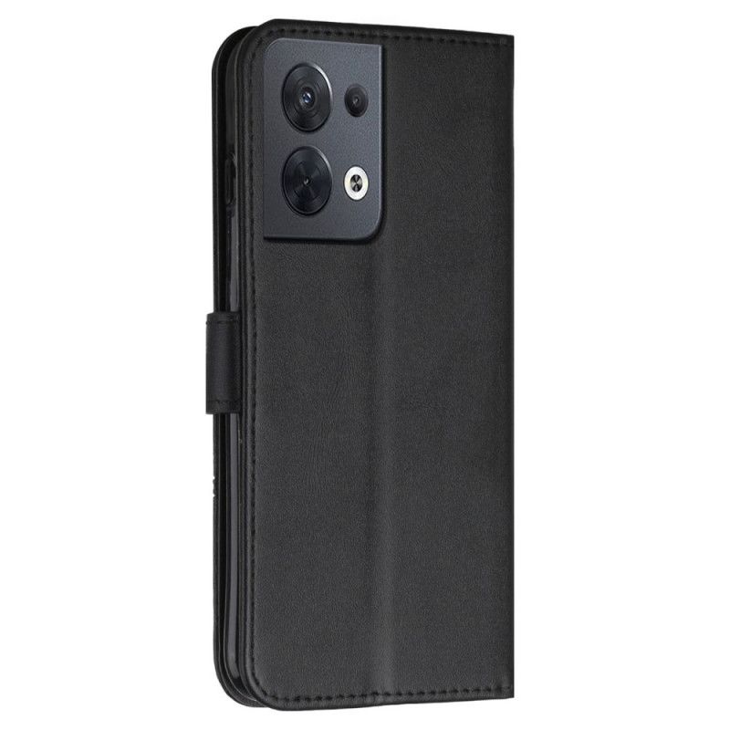 Kožené Puzdro Oppo Reno 8 Remienok S Geometrickým Koženým Efektom