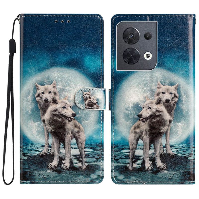 Peňaženkový Kryt Oppo Reno 8 Lanyard Wolf
