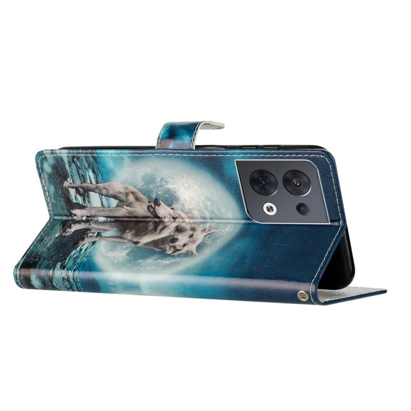 Peňaženkový Kryt Oppo Reno 8 Lanyard Wolf