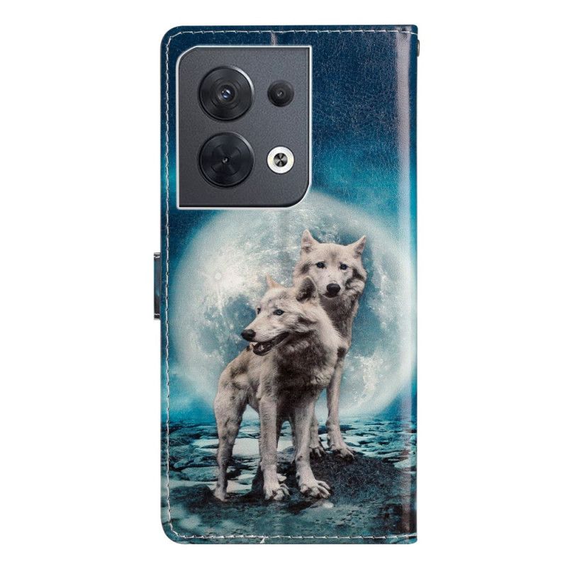 Peňaženkový Kryt Oppo Reno 8 Lanyard Wolf