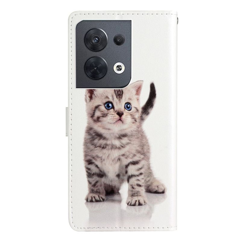 Peňaženkový Kryt Oppo Reno 8 Strappy Mačiatko
