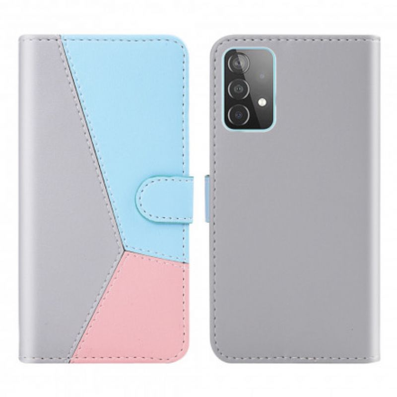 Kožené Puzdro Samsung Galaxy A32 Trikolórový Kožený Efekt