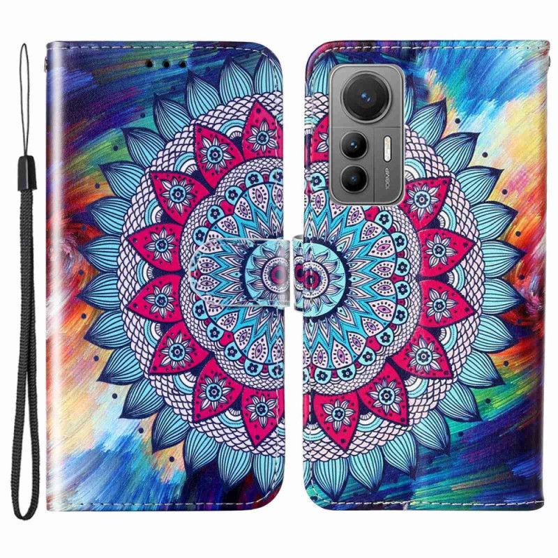 Kožené Puzdro Xiaomi 12 Lite Farebná Strappy Mandala