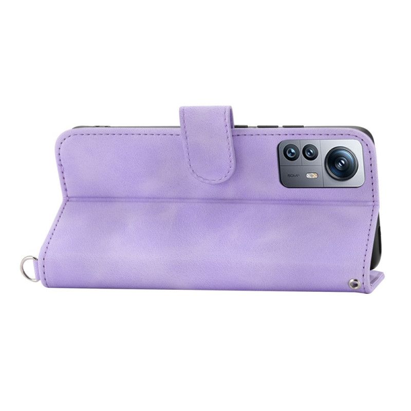 Kožené Puzdro Xiaomi 12 Lite Kvetinový Popruh A Popruh Cez Rameno