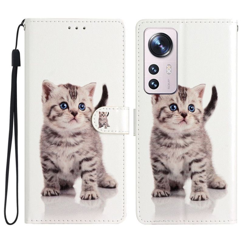 Kožené Puzdro Xiaomi 12 Lite Strappy Mačiatko