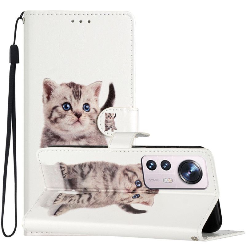 Kožené Puzdro Xiaomi 12 Lite Strappy Mačiatko