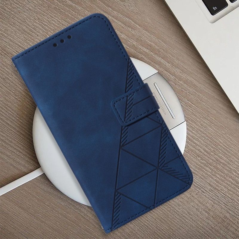 Kožené Puzdro Xiaomi 12 Lite Trojuholníky So Šnúrkou