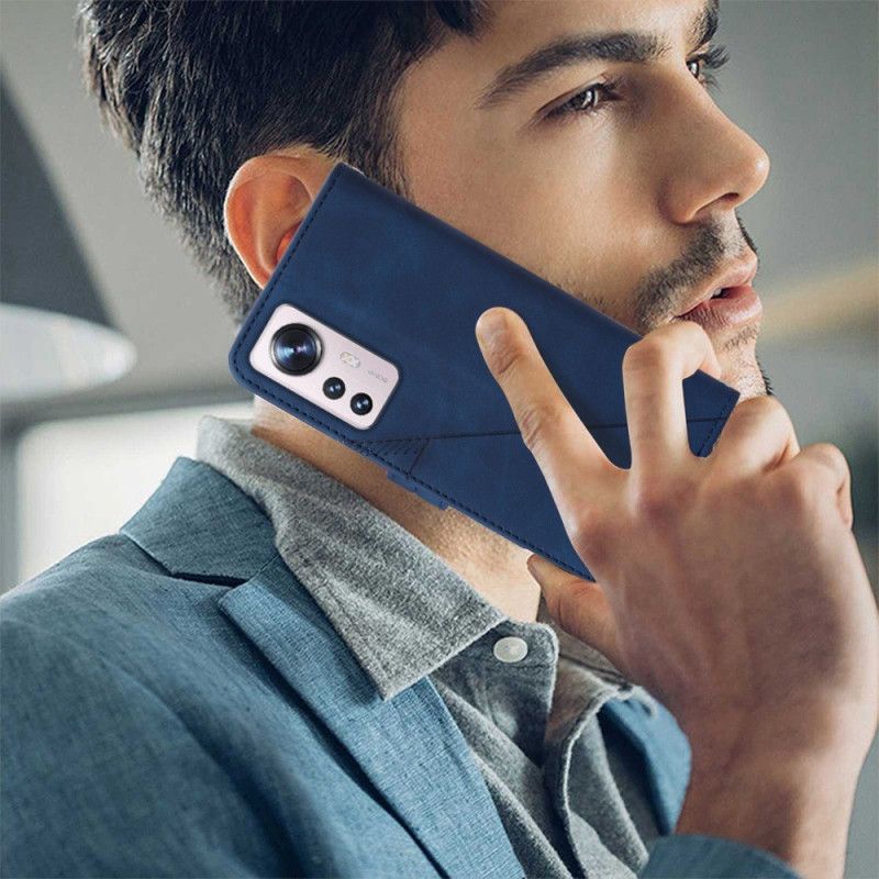 Kožené Puzdro Xiaomi 12 Lite Trojuholníky So Šnúrkou