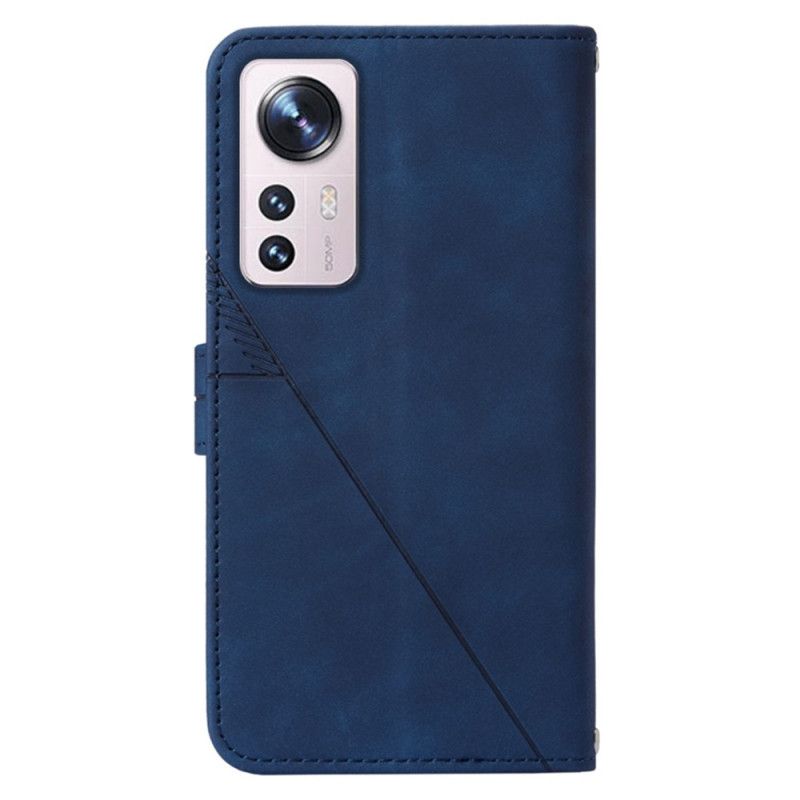Kožené Puzdro Xiaomi 12 Lite Trojuholníky So Šnúrkou