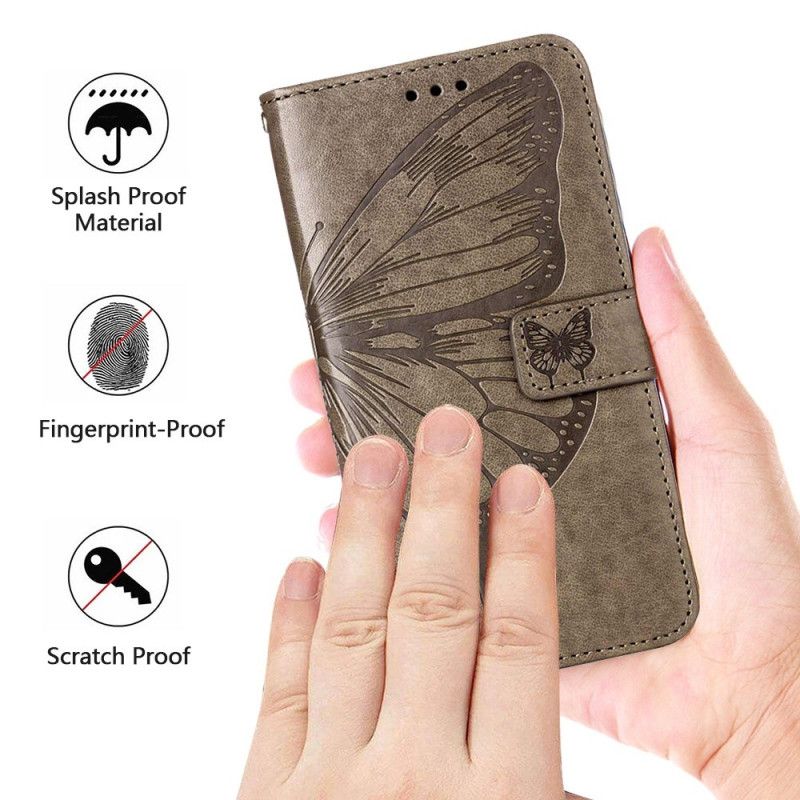 Peňaženkový Kryt Xiaomi 12 Lite Dizajn Motýľa So Šnúrkou
