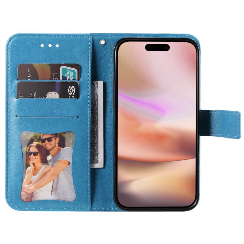 Kožené Puzdro iPhone 16 Kryt Na Mobil Tlač Mandaly S Remienkom