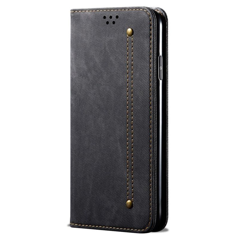 Kožené Puzdro Na iPhone 16 Džínsová Tkanina