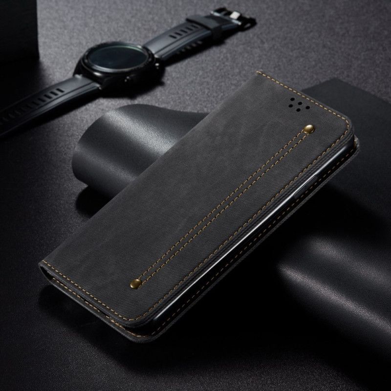 Kožené Puzdro Na iPhone 16 Džínsová Tkanina