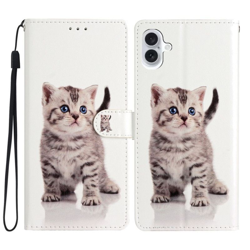 Puzdro iPhone 16 Mačiatko S Popruhom