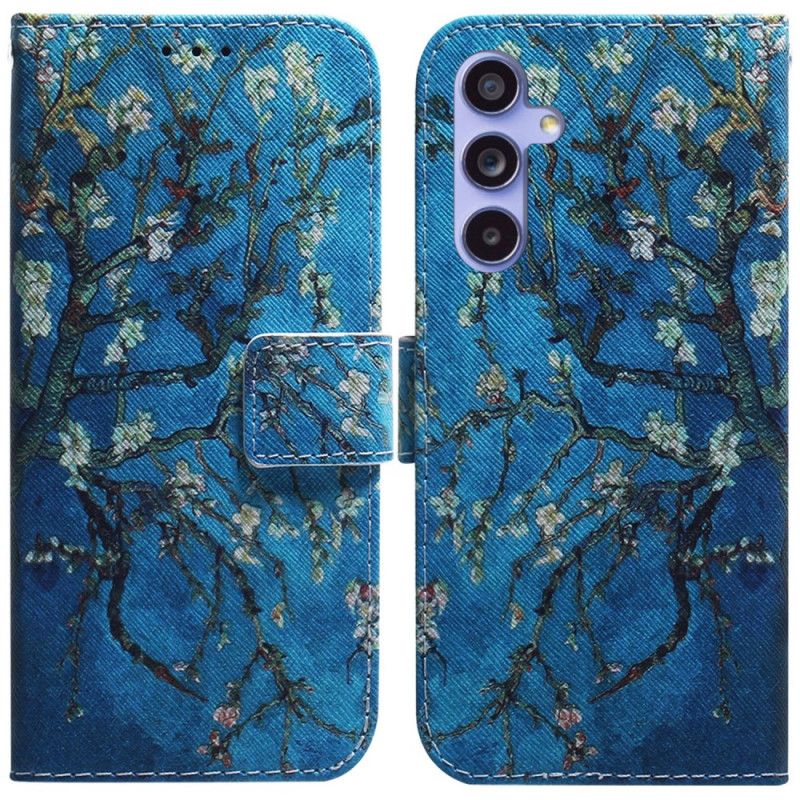 Kožené Puzdro Samsung Galaxy A55 5g Kryt Na Mobil Marhuľové Kvety